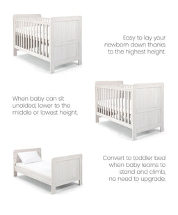 Mamas & Papas Furniture Sets Atlas Nursery Bundle with Lua Bedside Crib (6 Piece) – White