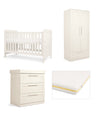 Mamas & Papas Furniture Sets Atlas Nursery Furniture & Essential Airflow Pocket Spring Cotbed Mattress Bundle - Stone
