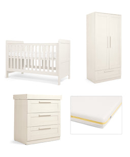 Mamas & Papas Furniture Sets Atlas Nursery Furniture & Essential Airflow Pocket Spring Cotbed Mattress Bundle - Stone