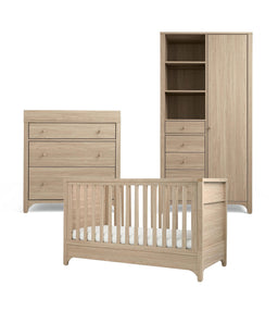 Mamas & Papas Furniture Sets Barton  3 Piece Cotbed Range with Dresser Changer & Wardrobe - Natural/Oak