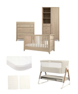 Mamas & Papas Furniture Sets Barton Nursery Bundle With Lua Bedside Crib (6 Piece) - Natural/Oak