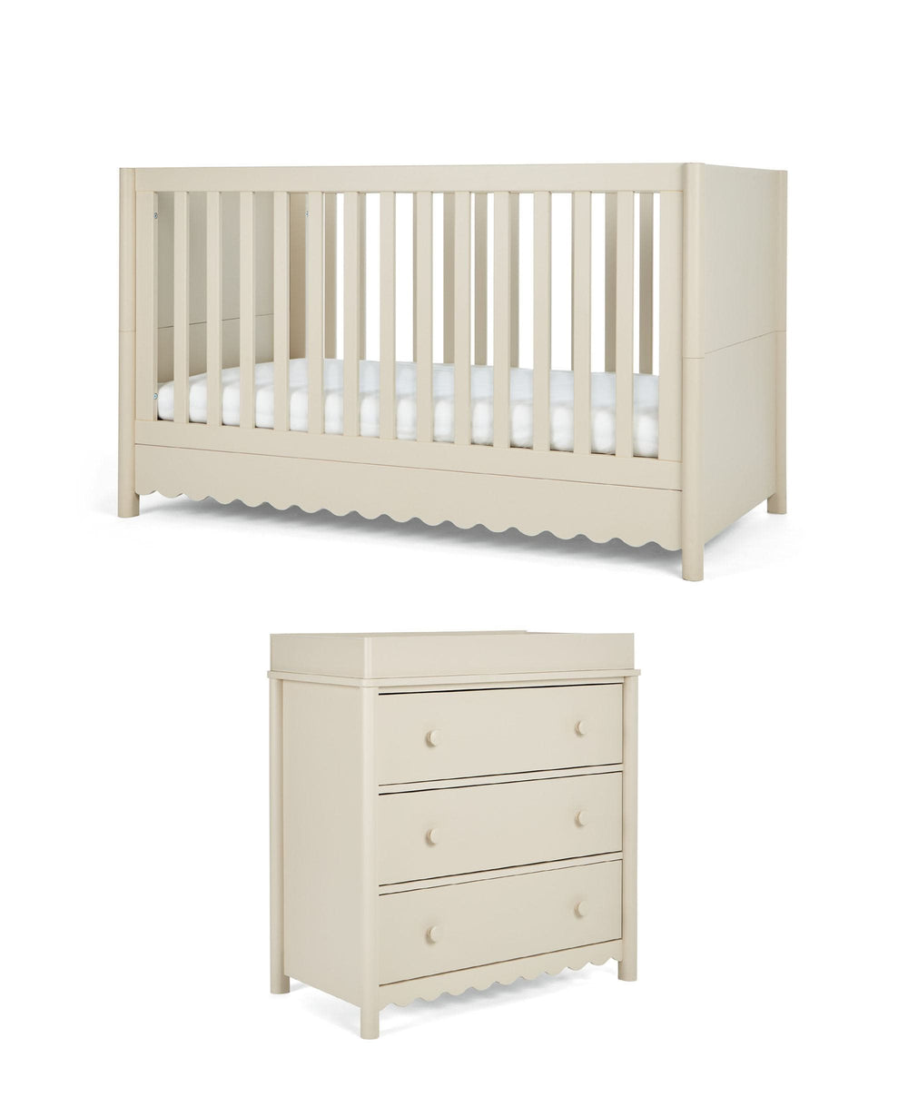 Mamas &amp; Papas Furniture Sets Eryn 2 Piece Cotbed Set with Dresser Changer - Cashmere