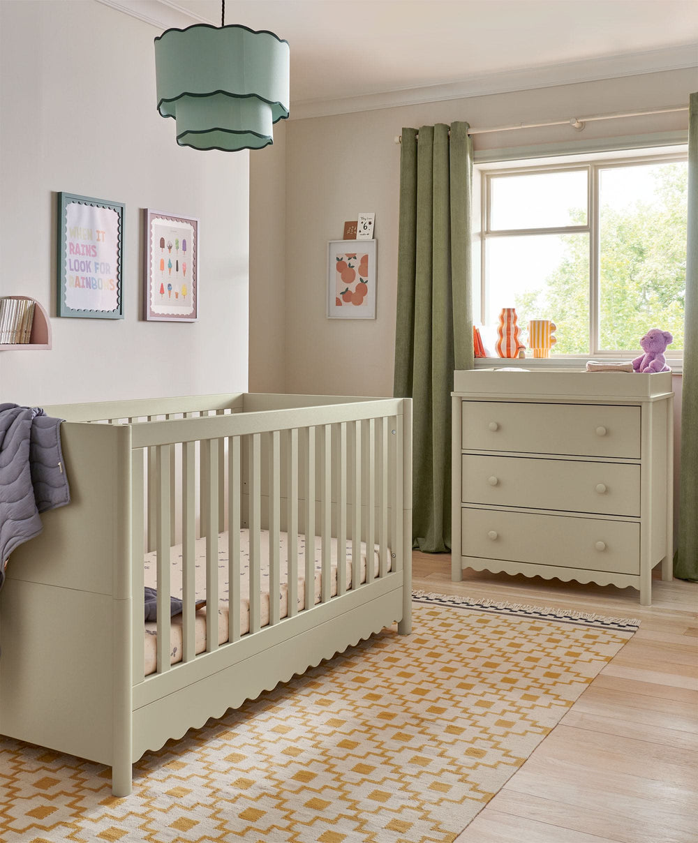 Mamas &amp; Papas Furniture Sets Eryn 2 Piece Cotbed Set with Dresser Changer - Willow Green