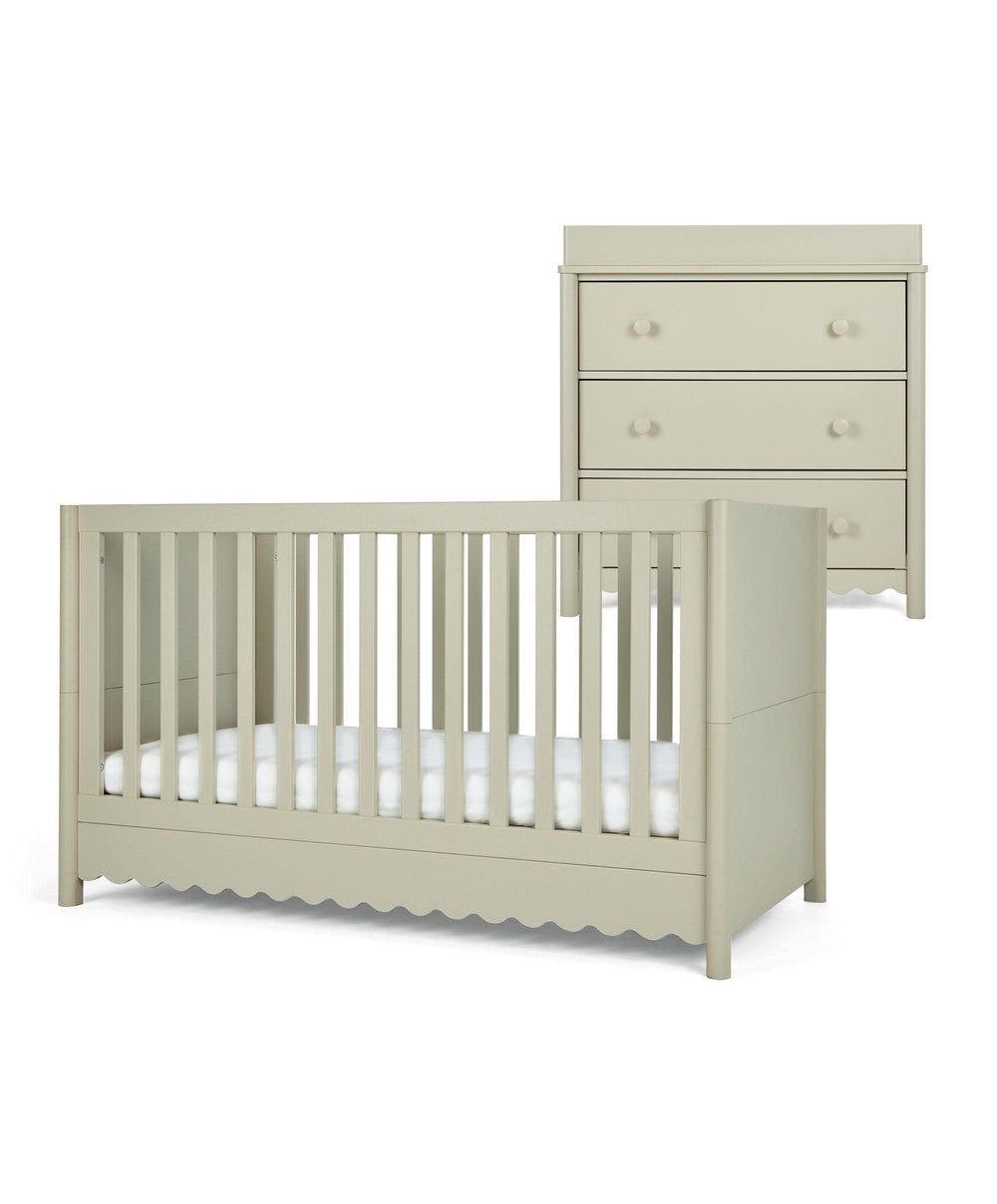 Mamas &amp; Papas Furniture Sets Eryn 2 Piece Cotbed Set with Dresser Changer - Willow Green