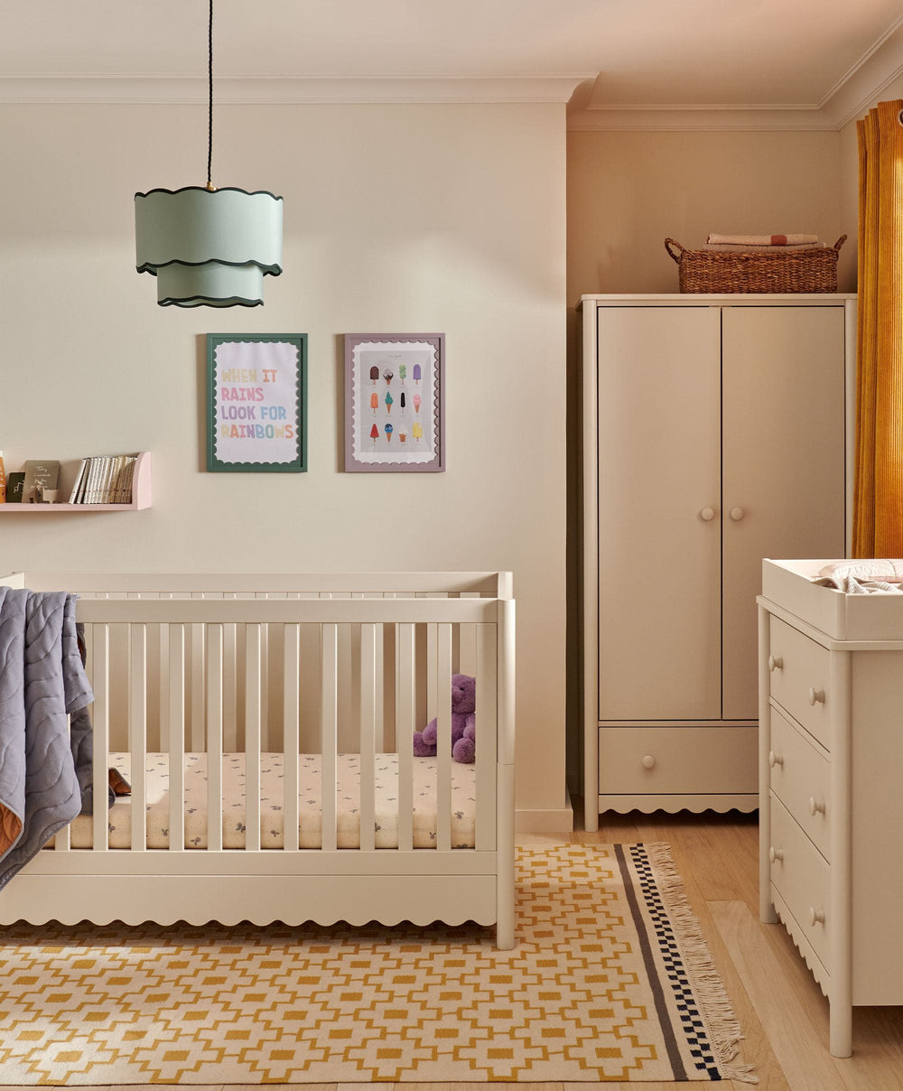 Mamas &amp; Papas Furniture Sets Eryn 3 Piece Cotbed Range with Dresser Changer &amp; Wardrobe - Cashmere