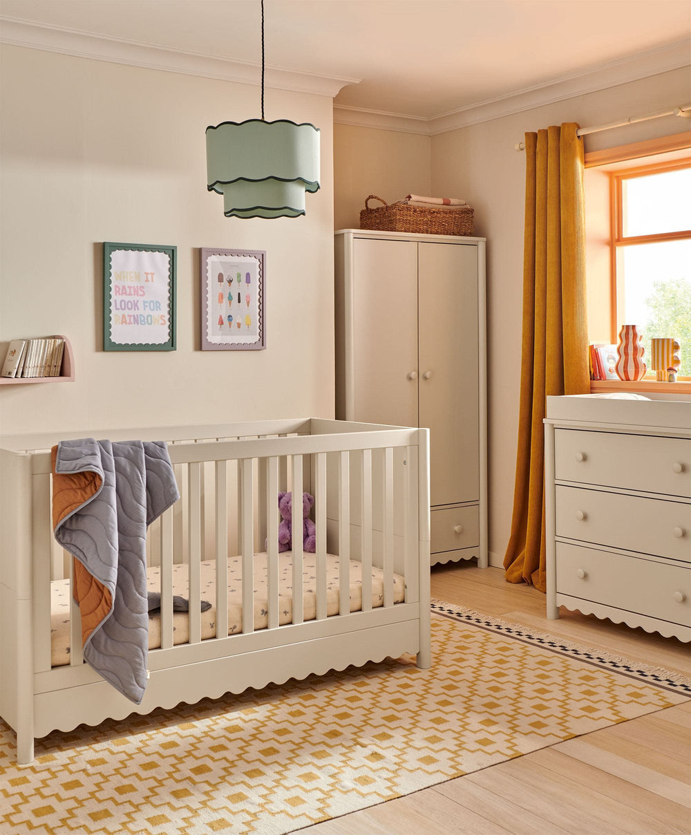 Mamas &amp; Papas Furniture Sets Eryn 3 Piece Cotbed Range with Dresser Changer &amp; Wardrobe - Cashmere