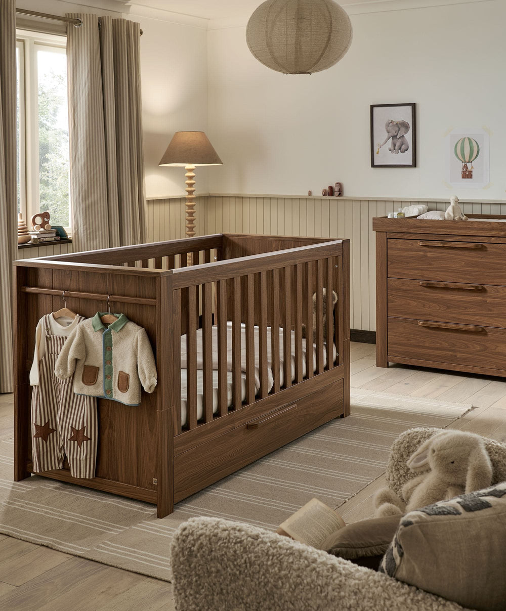 Mamas &amp; Papas Furniture Sets Franklin 2 Piece Cotbed Set With Dresser Changer - Walnut