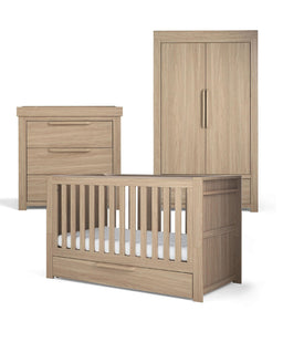 Mamas & Papas Furniture Sets Franklin 3 Piece Cotbed Range with Dresser Changer & Double Wardrobe - Oak
