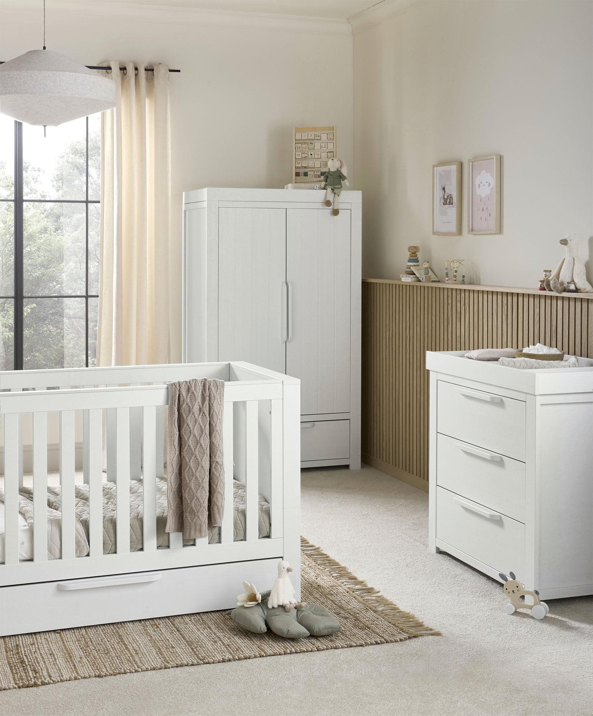 Franklin 3 Piece Cotbed Range Dresser Changer & Double Wardrobe Wash