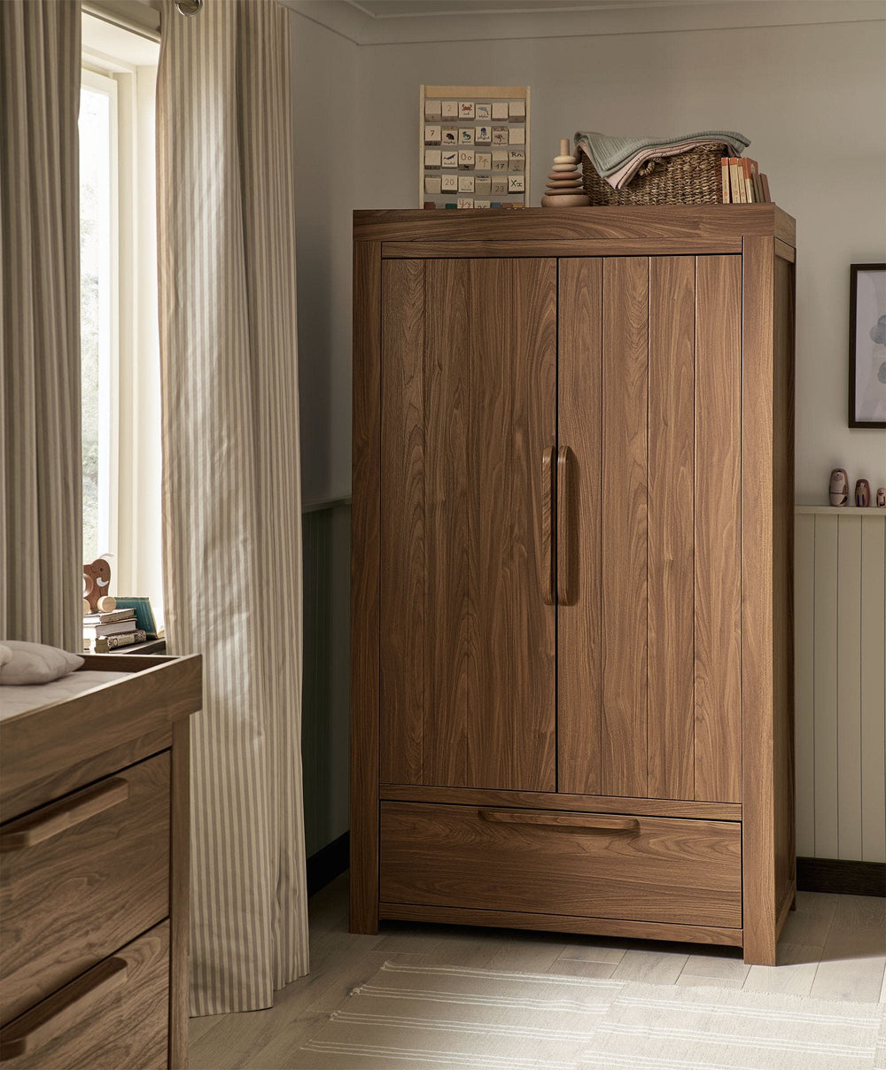 Mamas &amp; Papas Furniture Sets Franklin 3 Piece Cotbed Range with Dresser &amp; Wardrobe - Walnut