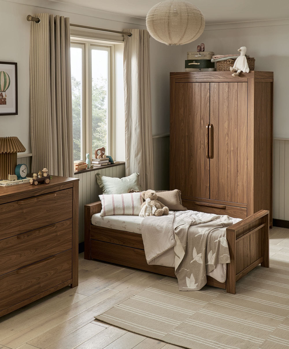 Mamas &amp; Papas Furniture Sets Franklin 3 Piece Cotbed Range with Dresser &amp; Wardrobe - Walnut