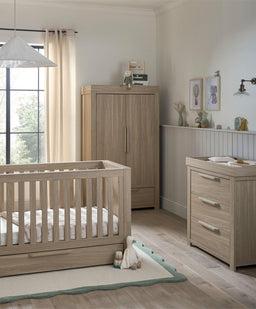 Mamas & Papas Furniture Sets Franklin Nursery Bundle with Lua Bedside Crib (6 Piece) – Natural Oak