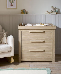 Mamas & Papas Furniture Sets Franklin Nursery Bundle with Lua Bedside Crib (6 Piece) – Natural Oak