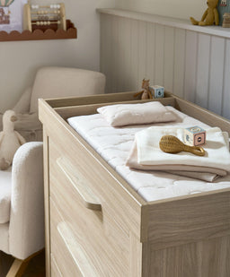 Mamas & Papas Furniture Sets Franklin Nursery Bundle with Lua Bedside Crib (6 Piece) – Natural Oak