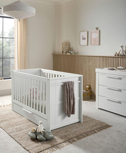 Mamas & Papas Furniture Sets Franklin Nursery Bundle with Lua Bedside Crib (6 Piece) – White Wash