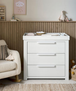 Mamas & Papas Furniture Sets Franklin Nursery Bundle with Lua Bedside Crib (6 Piece) – White Wash