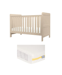 Mamas & Papas Furniture Sets Hampden Cotbed & Essential Airflow Pocket Spring Cotbed Mattress Bundle - Cashmere