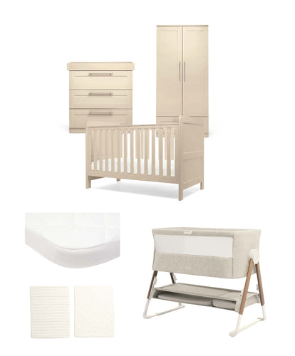 Mamas & Papas Furniture Sets Hampden Nursery Bundle with Lua Bedside Crib (6 Piece) – Cashmere