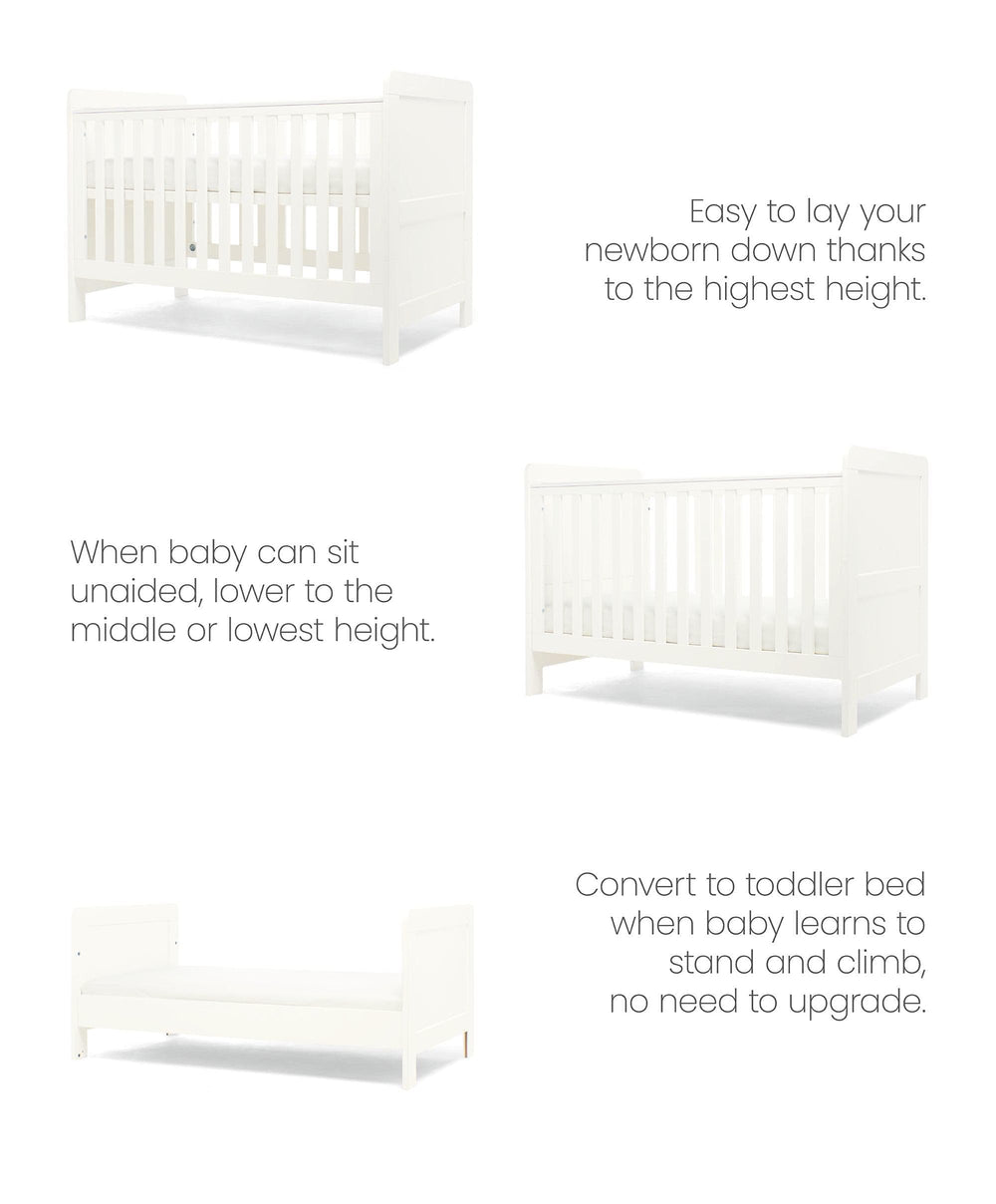 Mamas &amp; Papas Furniture Sets Hampden Nursery Bundle with Lua Bedside Crib (6 Piece) – White