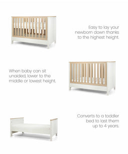 Mamas & Papas Furniture Sets Harwell 2 Piece Convertible Cot Set with Dresser Changer - White/Natural