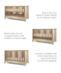 Mamas & Papas Furniture Sets Harwell 3 Piece Baby Cotbed Range with Dresser Changer & Wardrobe - Cashmere