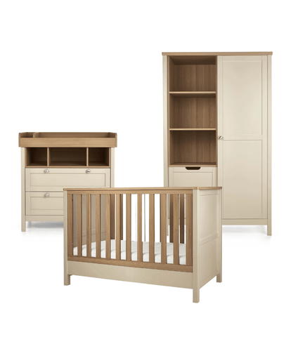 Mamas & Papas Furniture Sets Harwell 3 Piece Convertible Cot Range with Dresser Changer & Wardrobe - Cashmere