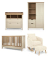 Mamas & Papas Furniture Sets Harwell 3 Piece Cotbed Range with Alma Nursing Chair & Stool - Cashmere/Off White Boucle