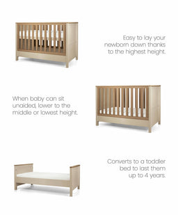 Mamas & Papas Furniture Sets Harwell Convertible Cot Bundle with Premium Pocket Spring Petite Cot Mattress - Cashmere