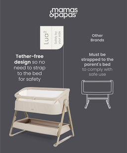 Mamas & Papas Furniture Sets Harwell Nursery Bundle with Lua 2 Bedside Crib (6 Piece) – Sand/Cashmere