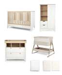 Mamas & Papas Furniture Sets Harwell Nursery Bundle with Lua 2 Bedside Crib (6 Piece) – Sand/White