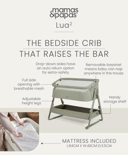Mamas & Papas Furniture Sets Harwell Nursery Bundle with Lua 2 Bedside Crib (6 Piece) - Thyme/Cashmere