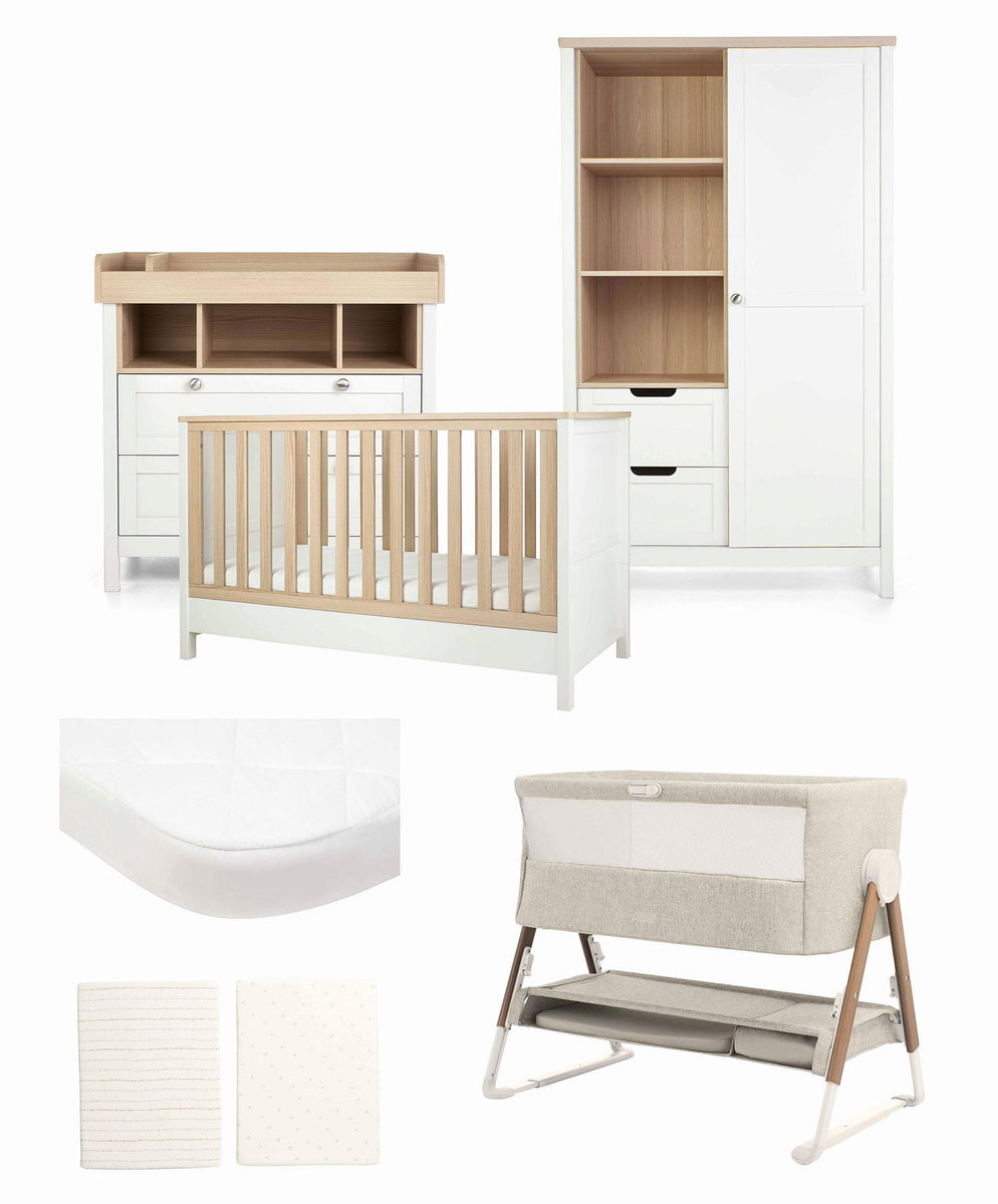 Lua Crib Harwell Nursery Bundle with Lua Bedside Crib (6 Piece) – White – Mamas ...