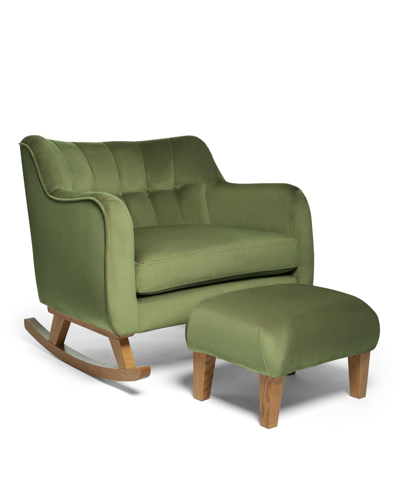 Hilston Cuddle Chair Footstool Set Olive Velvet Mamas