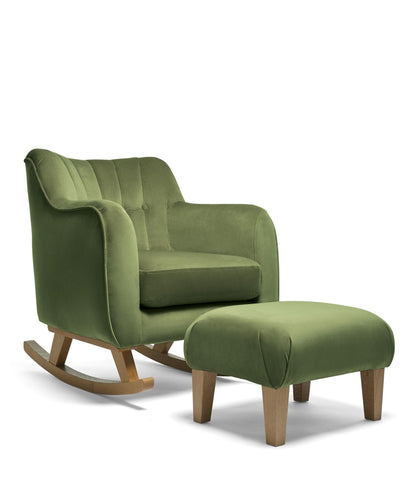 Mamas & Papas Furniture Sets Hilston Nursing Chair Set in Velvet - Olive