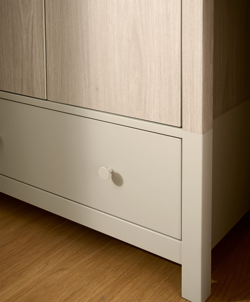 Mamas &amp; Papas Furniture Sets Litton 3 Piece Cotbed Range with Dresser Changer and Wardrobe - Washed Oak