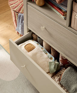 Mamas & Papas Furniture Sets Litton 3 Piece Cotbed Range with Dresser Changer and Wardrobe - Washed Oak