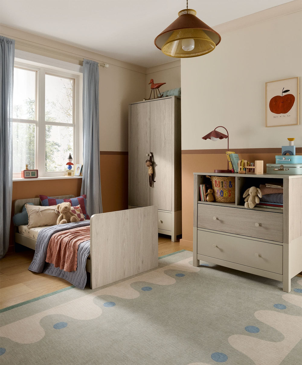 Mamas &amp; Papas Furniture Sets Litton 3 Piece Cotbed Range with Dresser Changer and Wardrobe - Washed Oak