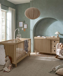 Mamas & Papas Furniture Sets Oska 2 Piece Cotbed Set With Wide Dresser Changer - White/Natural