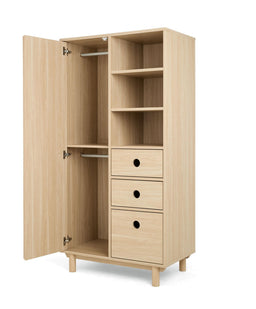 Mamas & Papas Furniture Sets Oska 3 Piece Cotbed Range With Wide Dresser Changer & Wardrobe - Natural/Oak