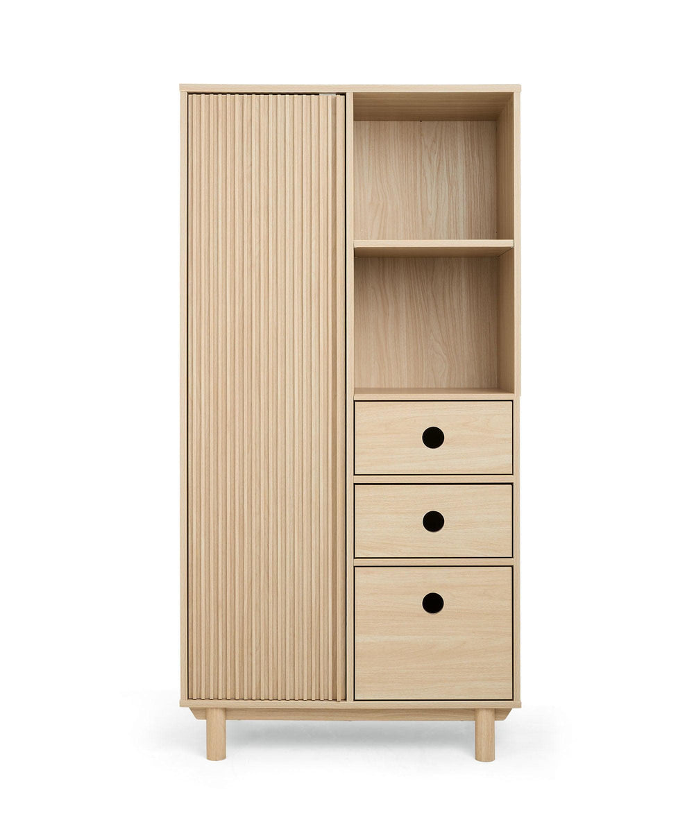 Mamas &amp; Papas Furniture Sets Oska 3 Piece Cotbed Range With Wide Dresser Changer &amp; Wardrobe - Natural/Oak