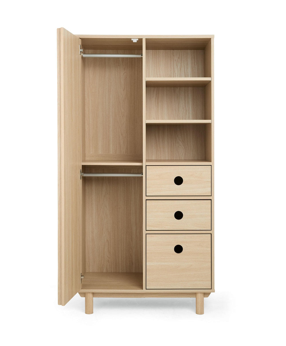 Mamas &amp; Papas Furniture Sets Oska 3 Piece Cotbed Range With Wide Dresser Changer &amp; Wardrobe - Natural/Oak