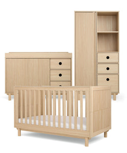 Mamas & Papas Furniture Sets Oska 3 Piece Cotbed Range With Wide Dresser Changer & Wardrobe - Natural/Oak