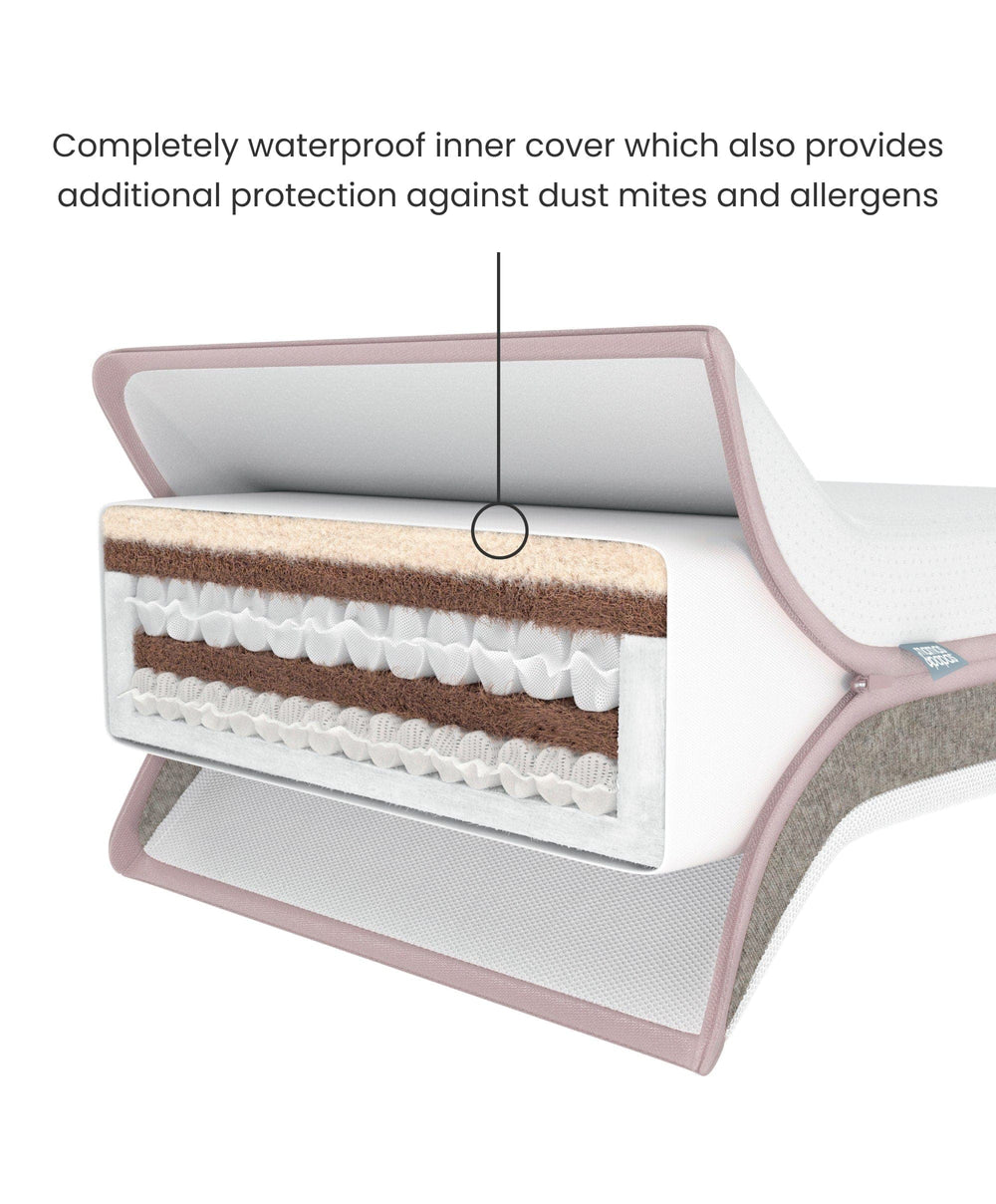 Mamas &amp; Papas Furniture Sets Oska Cotbed &amp; Luxury Hybrid Twin Cotbed Mattress Bundle - Natural/Oak