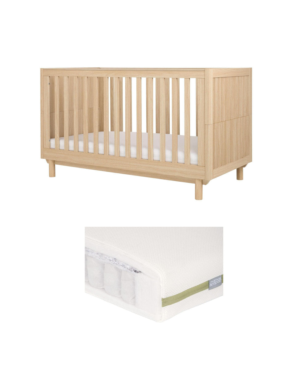 Mamas &amp; Papas Furniture Sets Oska Cotbed &amp; Premium Pocket Spring Cotbed Mattress Bundle - Natural/Oak