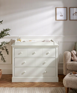 Mamas & Papas Furniture Sets Oxford Nursery Bundle with Lua Bedside Crib (6 Piece) – White