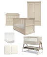 Mamas & Papas Furniture Sets Oxford Nursery Bundle With Lua Bedside Crib - Cashmere/Fawn
