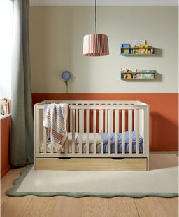 Mamas & Papas Furniture Sets Riga Cotbed & Essential Airflow Fibre Cotbed Mattress - Cashmere