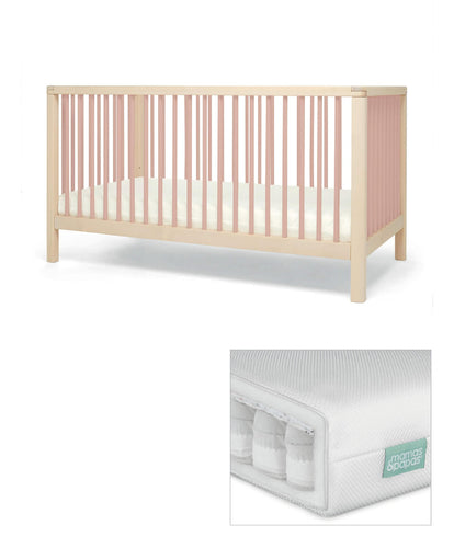 Mamas & Papas Furniture Sets Solo Cotbed & Premium Pocket Spring Cotbed Mattress Bundle - Blush/Natural