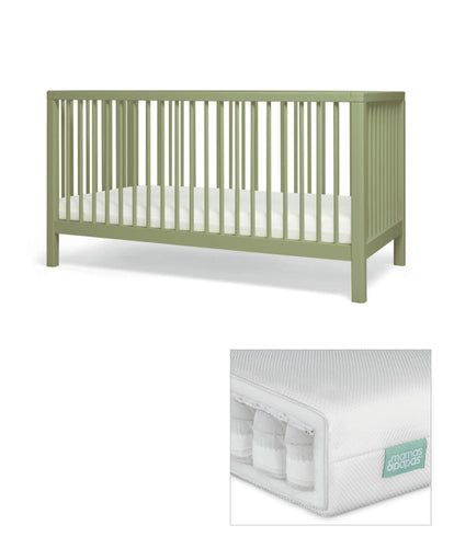 Mamas & Papas Furniture Sets Solo Cotbed & Premium Pocket Spring Cotbed Mattress Bundle - Moss Green