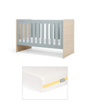 Mamas & Papas Furniture Sets Vyne Cot & Essential Airflow Fibre Small Cotbed and Cot Mattress  - Bluebell/Oak